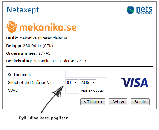 Fyll i dina betaluppgifter